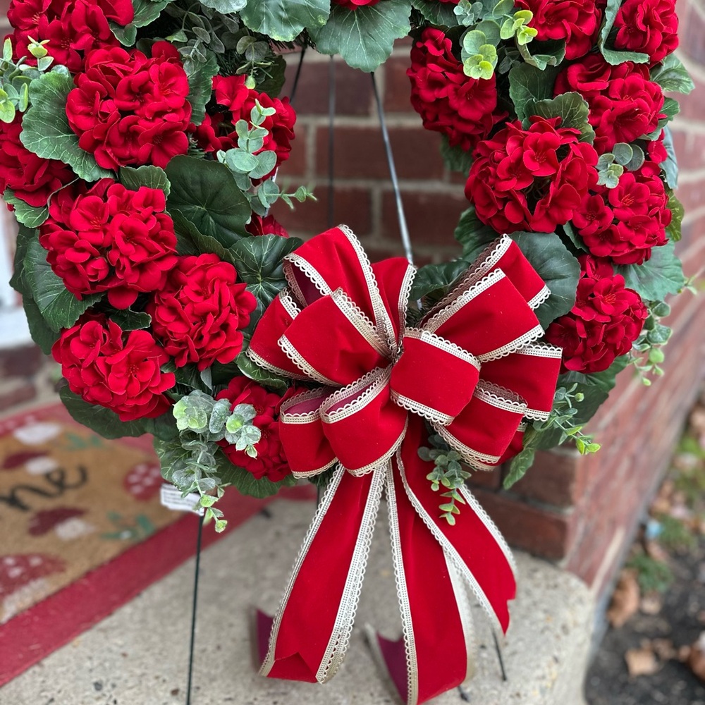 Festive Red Holiday Wreath with Bow